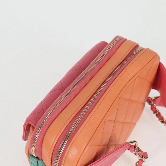 CHANEL Matelasse Chain Waist bag Leather Pink Gold CC Auth 125467SAM - Picture 6 of 16